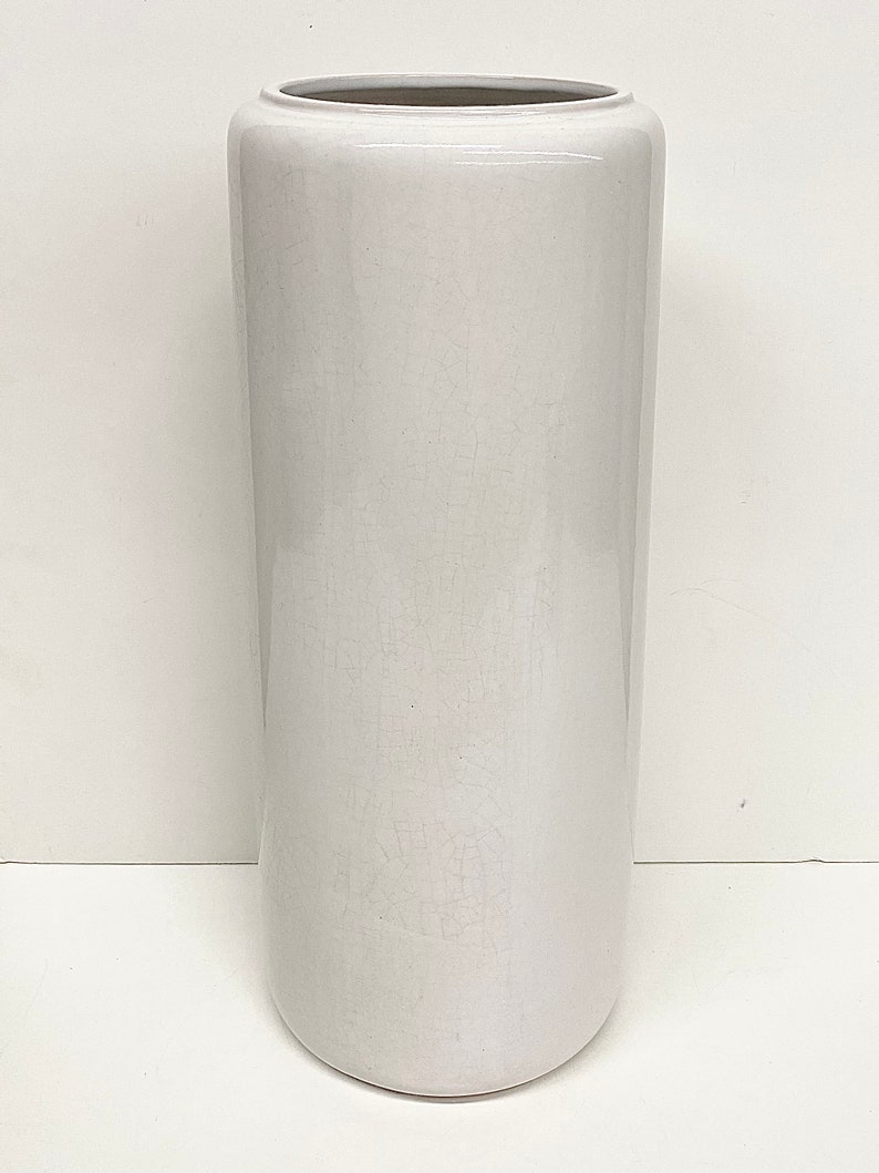 Vintage Scheurich Keramik Vase Retro 1960s Mid Century Modern W. Germany 252-42 White Ceramic Large Cylinder Shape MCM Home Decor image 2