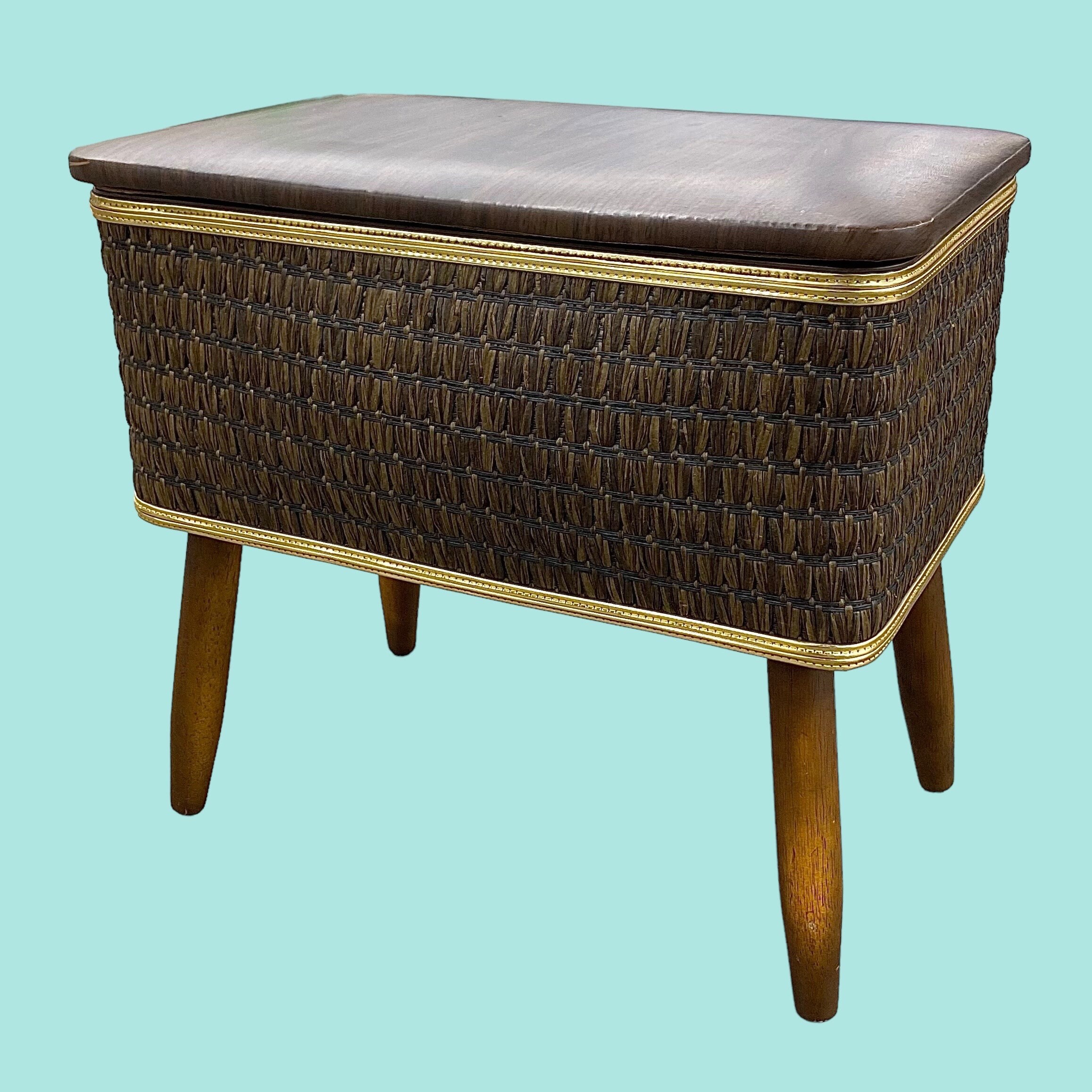 最終値下げ Vintage Burlington Sewing Ottoman Retro 1970s Mid Century スツール