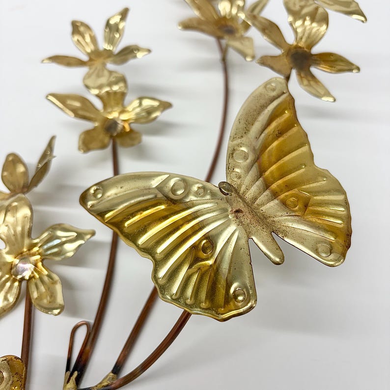 Vintage Homco Butterfly Wall Hangings Retro 1970s Bohemian + Gold Metal ...