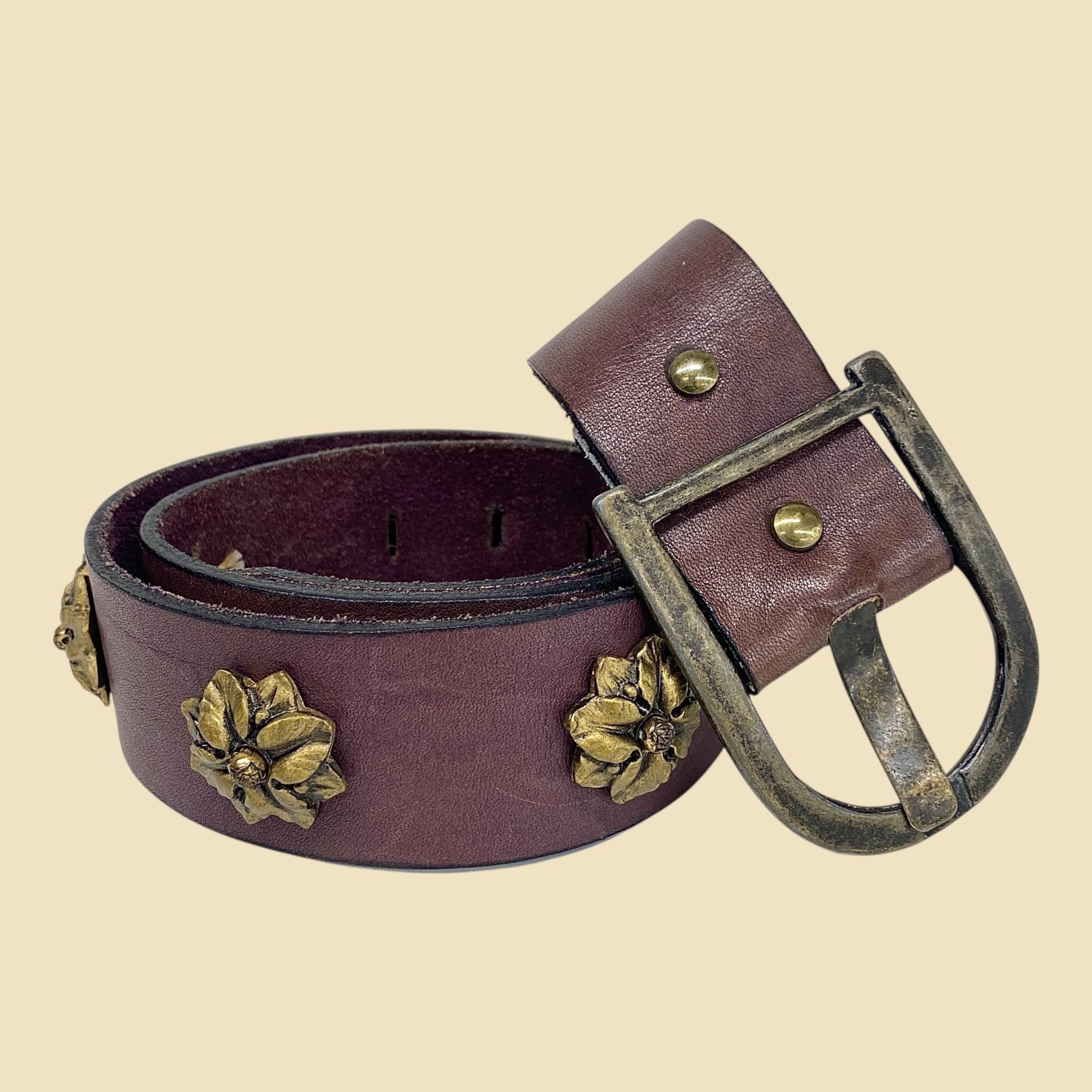 Vintage Purple Leather Belt Womens - Etsy display picture 2