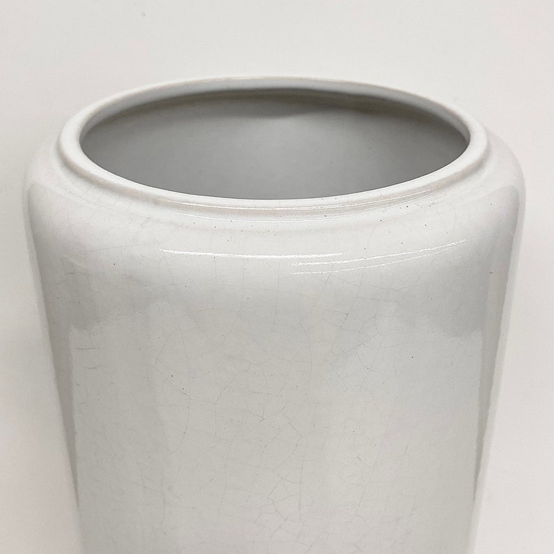 Vintage Scheurich Keramik Vase Retro 1960s Mid Century Modern W. Germany 252-42 White Ceramic Large Cylinder Shape MCM Home Decor image 3