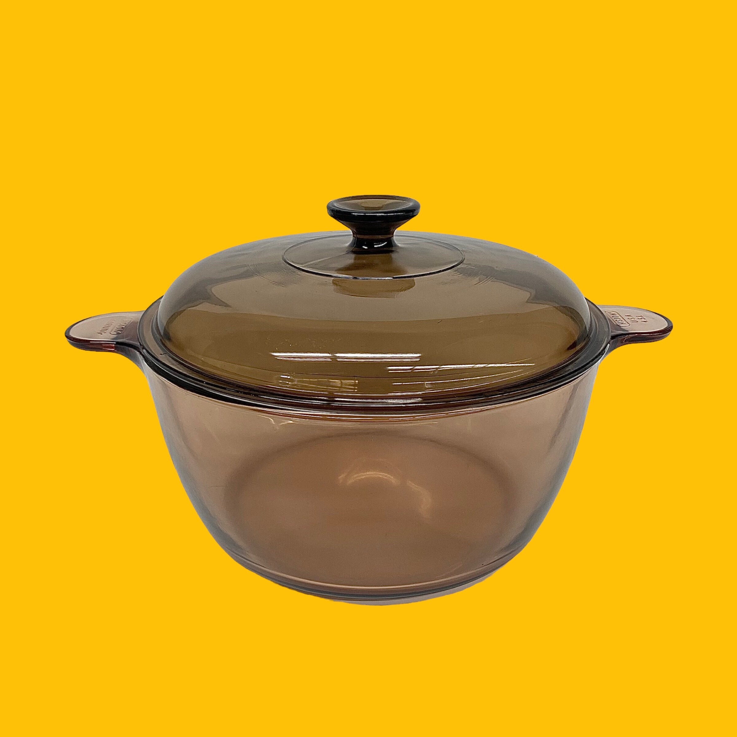 Vintage Corning Visions Glass Cookware Visionware Amber Brown 11 Pieces  Visions Saucepans Skillets Pots Pans Lids 