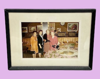 Vintage Womens Photograph 1960s Retro Size 5x7 Mid Century Modern + Ladies Who Lunch + Restaurant + Golden Girls + Framed + Wall Art + Decor