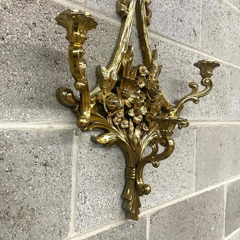 Vintage Candle Wall Sconce Retro 1970s Syroco Hollywood Etsy