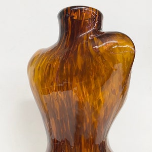 Vintage Murano Torso Vase Retro 1980s Post Modern Italian Art Glass Brown Amber Tortoise Womens Body Silhouette Nude Decor 画像 5