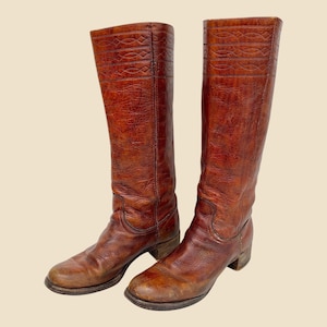 Vintage Frye ブラウン ロングブーツ 6 B FRYE○レディースロングウエスタンブーツ茶size 6B○231217i1-w