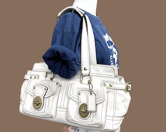 Vintage Coach 15276 Embossed Studded Leather Alex Satchel Handbag