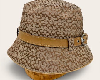 Coach Signature Canvas Brown Tan Beige Cloche Bucket Spring  display picture 2