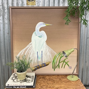 LOCAL PICKUP ONLY ———— Vintage Great White Heron Painting