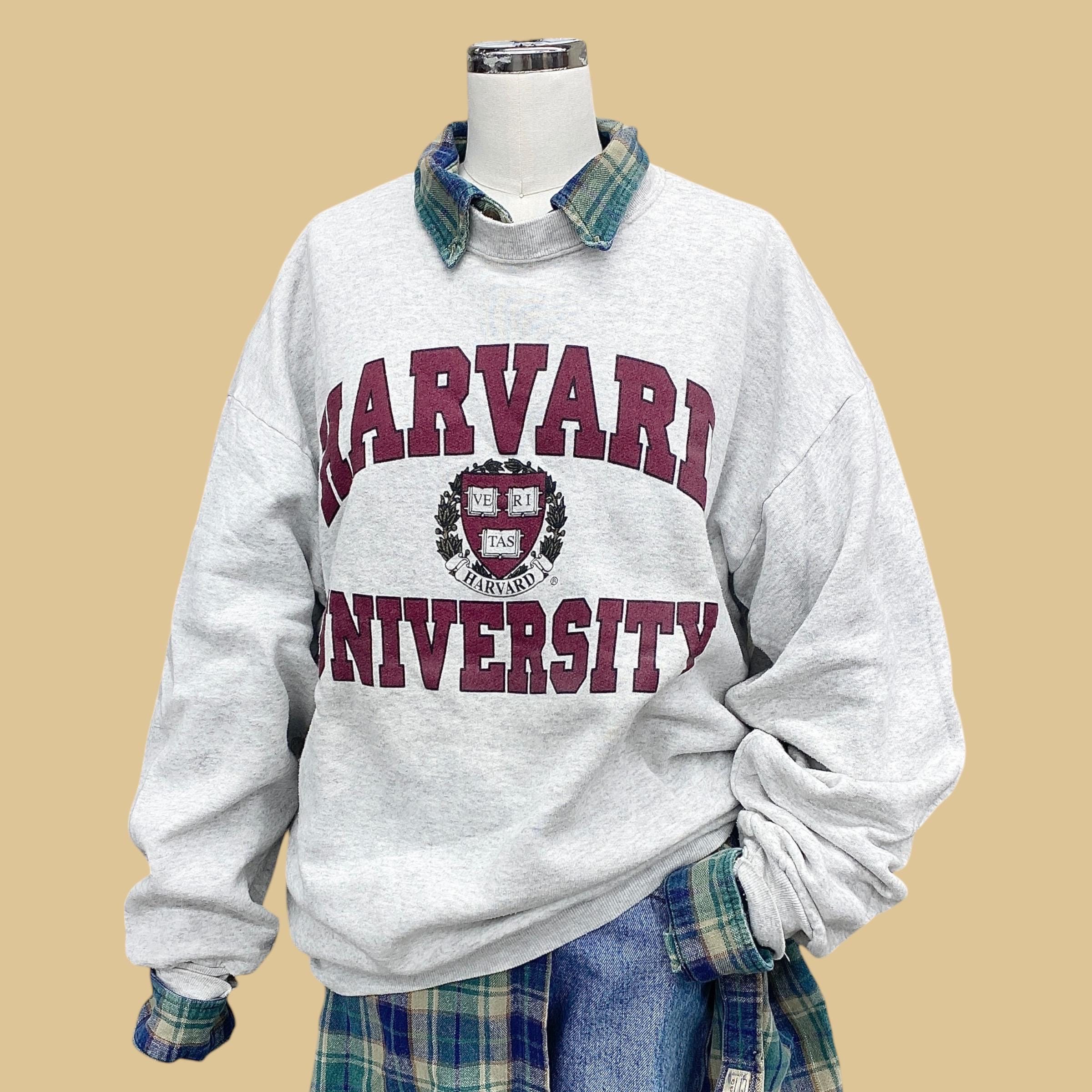 Vintage Harvard University Sweatshirt 1990s Retro Unisex Size XXL + Athletic + Spectator Sportswear + Gray + Cotton/Polyester + Pullover L/S