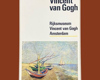 Vintage Vincent Van Gogh Poster 1980s Retro Size 36x24 Contemporary + Fishing Boats on the Beach + Rijksmuseum Amsterdam + Wall Art + Print