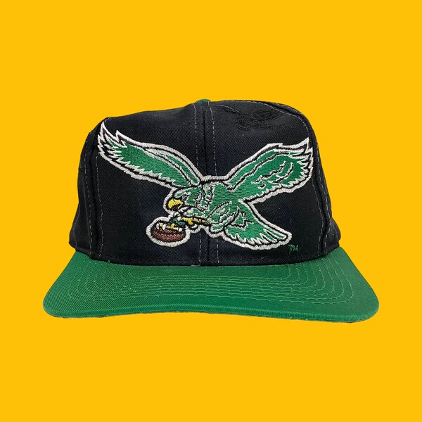 Vintage Philadelphia Eagles Hat Retro 1990s Logo 7 + Kelly Green and Black + Snapback + NFL + Philly Sports + Football Merch + Trucker