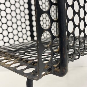 Vintage Richard Galef Phone Table Retro 1960s Mid Century Modern Black Metal Perforated Small Side Table MCM Furniture with Storage image 9