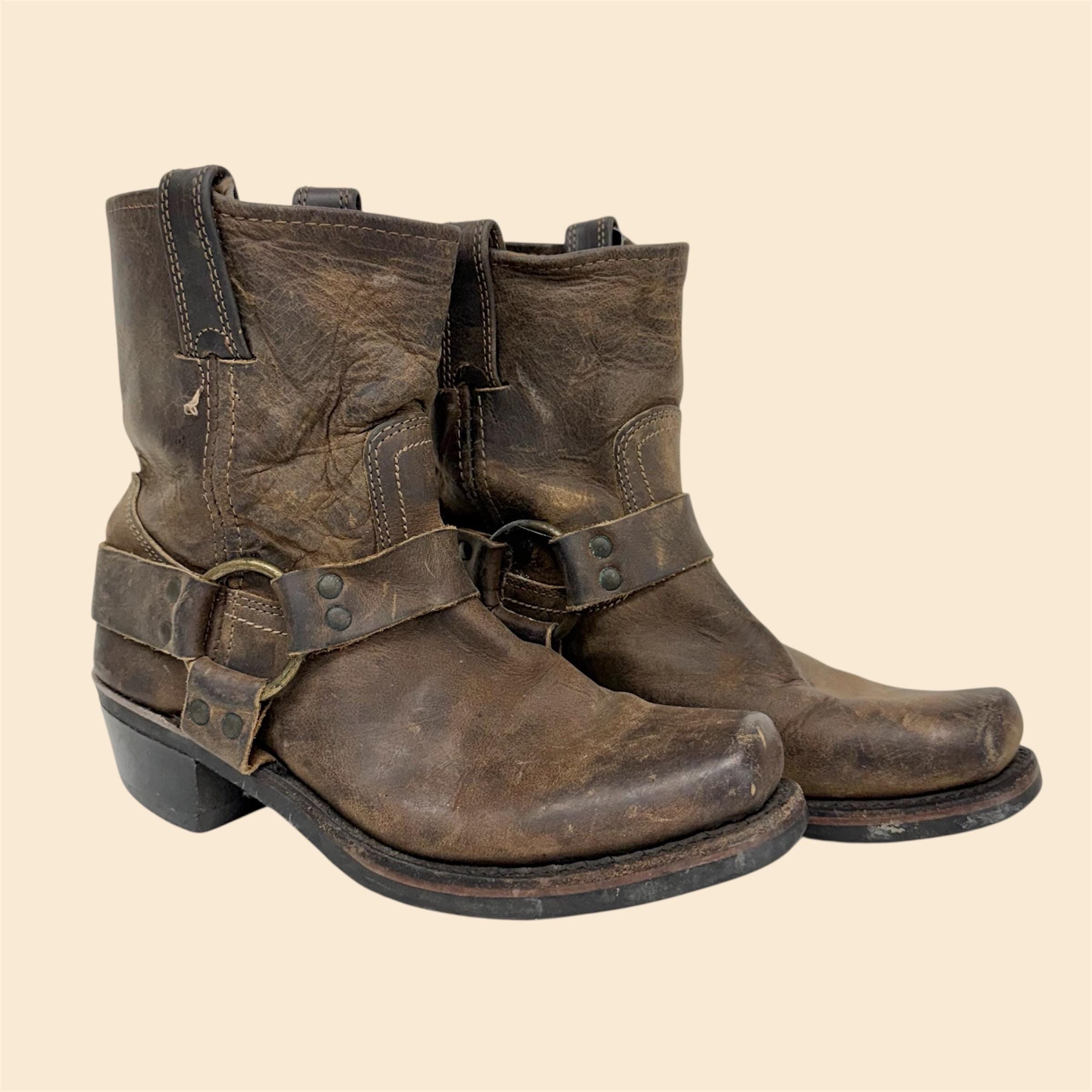 Bottes Vintage Frye Femme Marron 5 1/2 B Style 6182 Portées Une Fois Made In USA