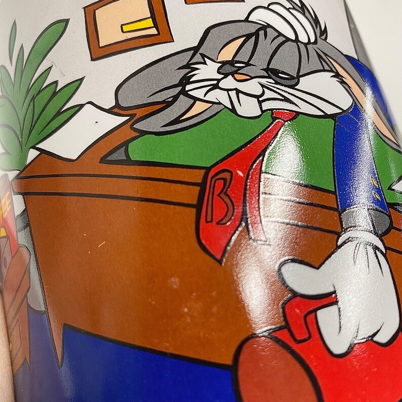 Vintage Bugs Bunny Mug Retro 1990s XL Size Is The Coffee Ready Yet White Ceramic Looney Tunes Cartoon Warner Brothers Studio image 6