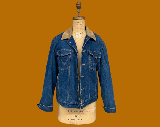 Vintage Wrangler Denim Jacket Retro 1980s Authentic Western Wear Size