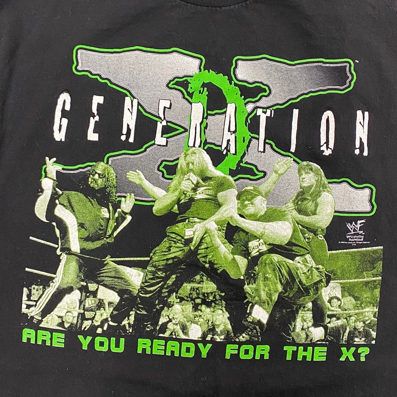 Vintage D Generation X Wrestling Tee 1990s Retro Size Large Unisex WWF Are You Ready For the X Black Cotton Graphic T-Shirt image 3