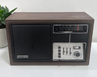 Vintage Zenith AM/FM Radio Retro 1970s Mid-Century Modern + Model H430W + WORKS + Walnut Veneer Wood + Fabric Front + Music + Home Decor