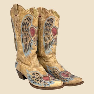 靴 00s corral Westernboots y2k 10M Vintage Cowboy Boots Retro 2000s Y2K + Corral + 1976 + Hearts +