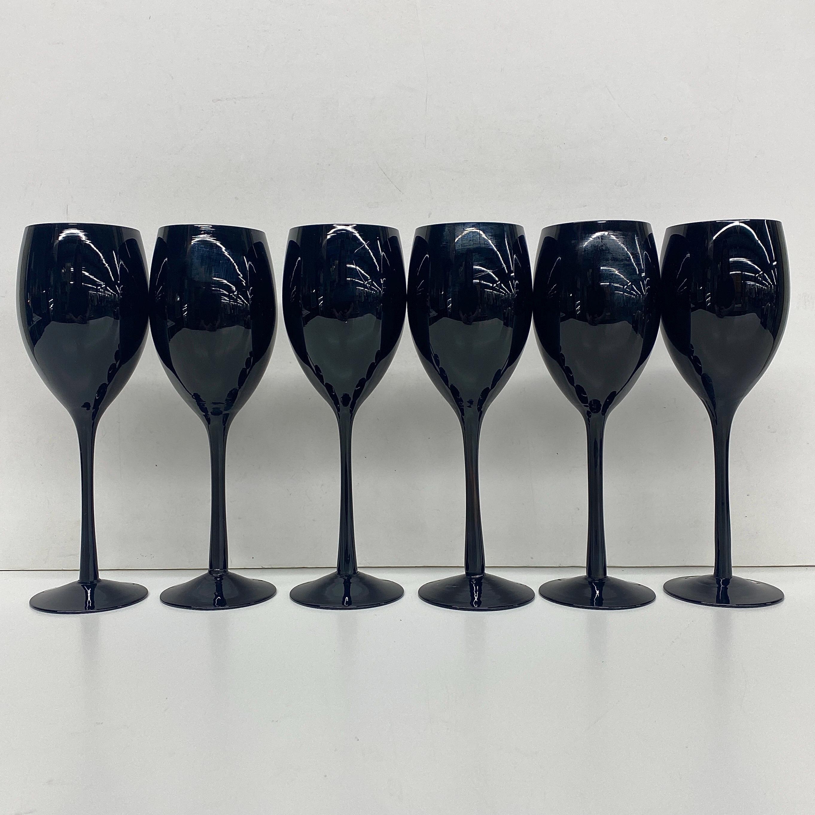 Vintage Mikasa Wine Glasses Retro 1980s Contemporary + Elite Black