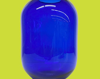 Vintage Don Shepherd Pill Vase Retro 1980s Contemporary + Blenko + Handblown + Glass + Cobalt Blue + Modern Home Decor + Flower Display