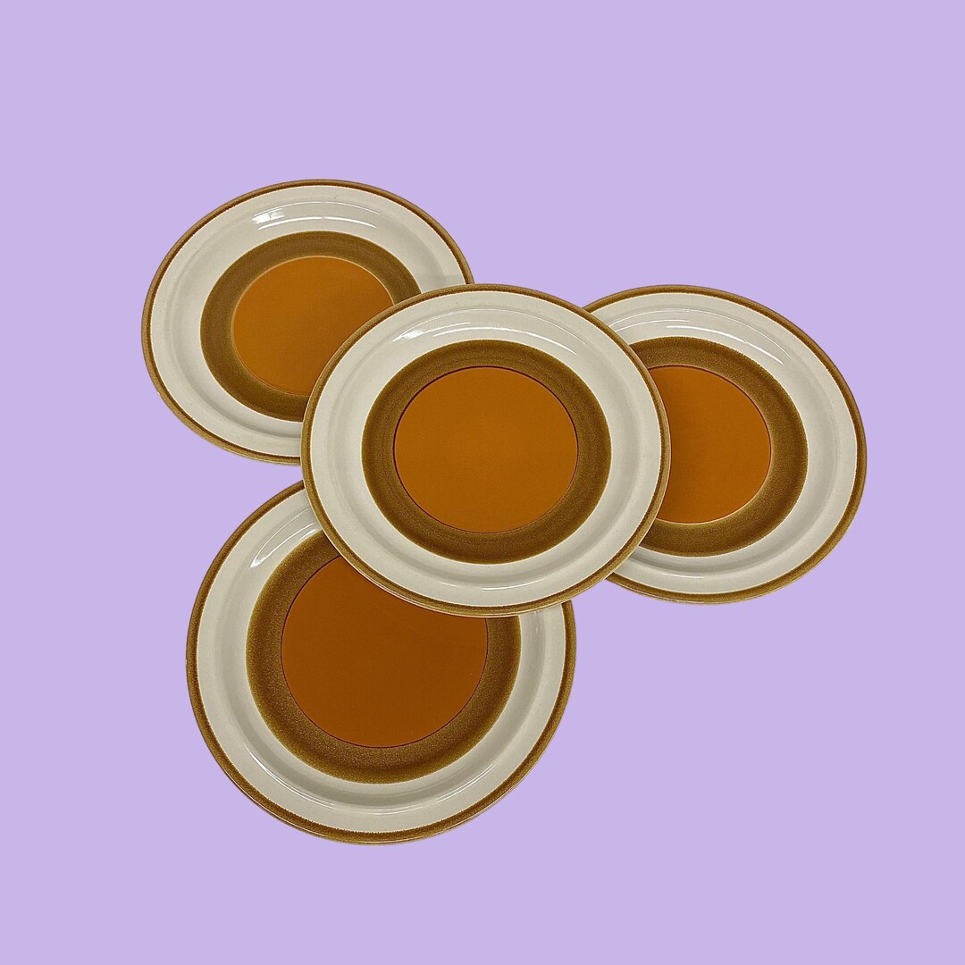 Vintage Dinner Plates 1970s Retro Size 10.5 D Mid Etsy