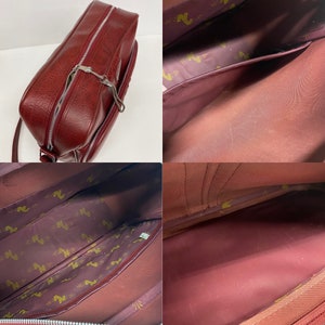 Vintage New Vista Travel Bag Retro 1970s Mid Century Modern Burgundy Vinyl Silver Metal Shoulder Strap Luggage Carry On Overnight image 8