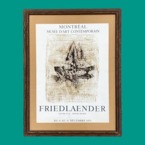 Vintage Johnny Friedlaender Exhibit Print 1970s Retro Size 35x27 Contemporary + Abstract + Montreal Museum of Contemporary Art + Wall Decor