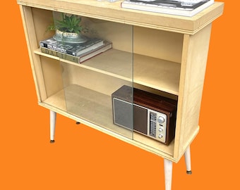 LOCAL PICKUP ONLY ———— Vintage Sliding Door Glass Front Bookcase