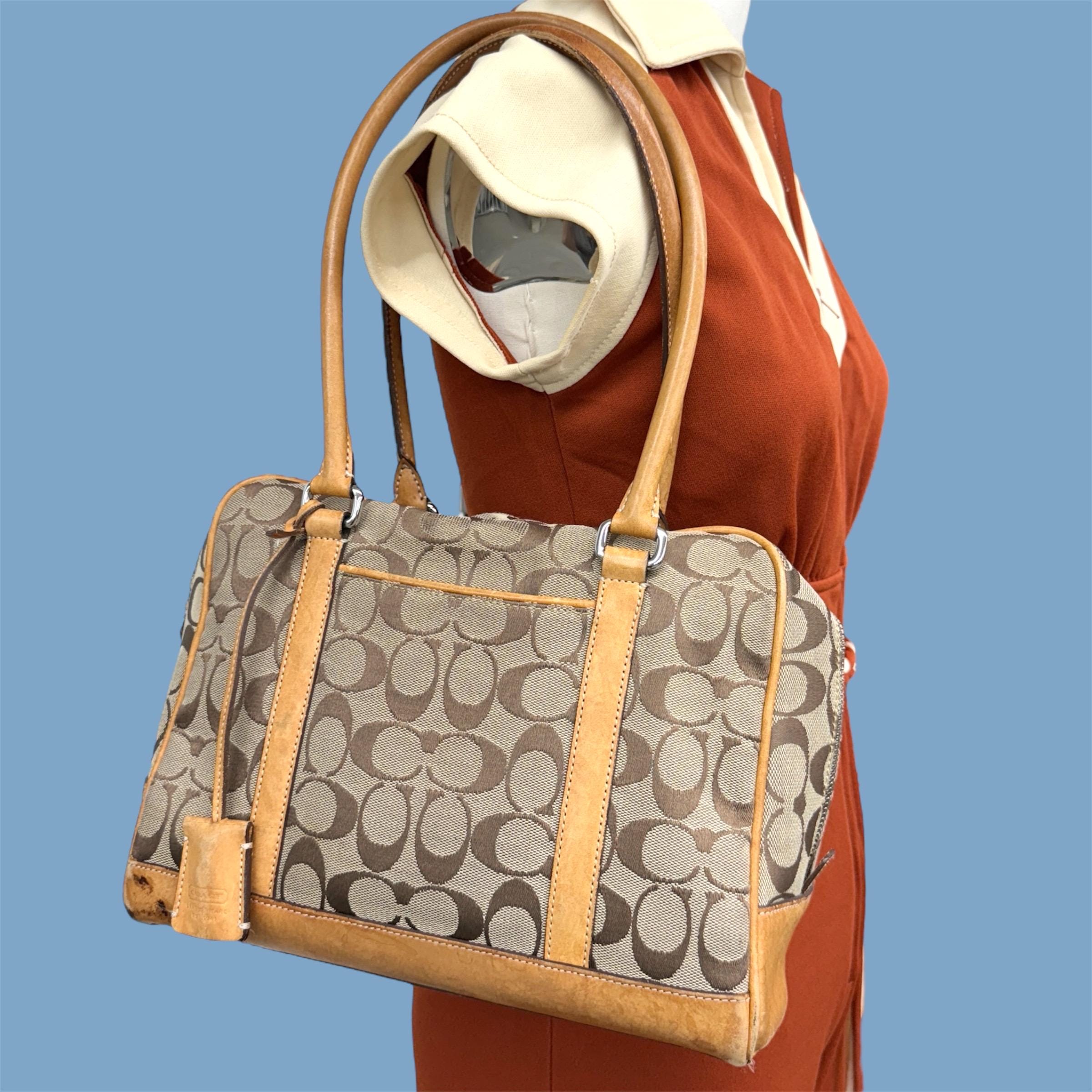 バッグ Vintage Coach Bag Satchel Signature Vintage Coach Signature Satchel Handbag Retro 2000s Preppy + Y2K +