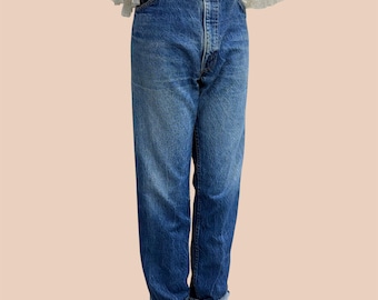 Vintage Levi's Jeans Retro 1980s Orange Tab + Size 34X30 + 509-0217 + Straight Leg + Regular Fit + Dark Wash Denim + Unisex Bottoms