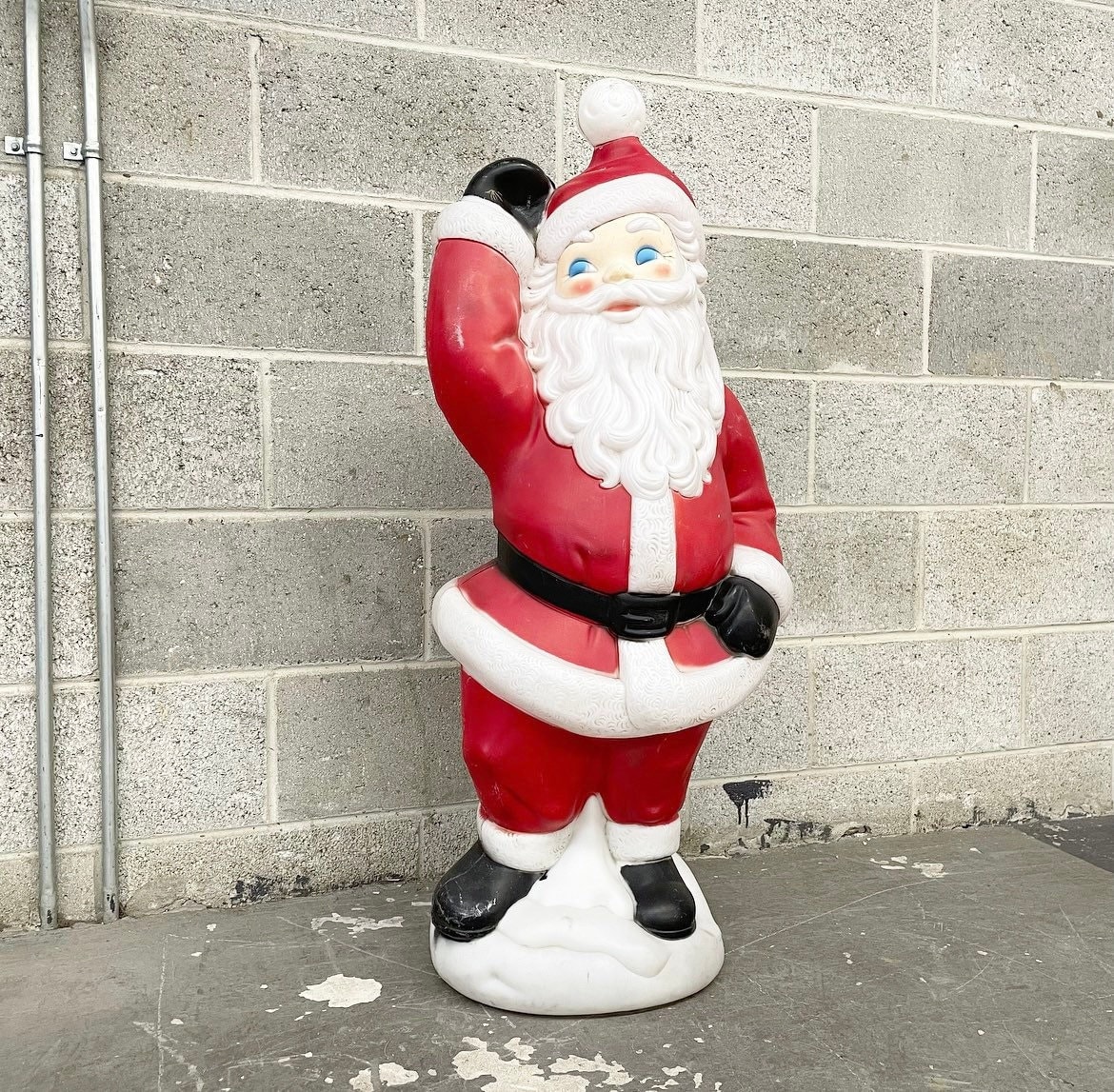 Vintage Santa Claus Blow Mold Retro 1960s Empire + Waving