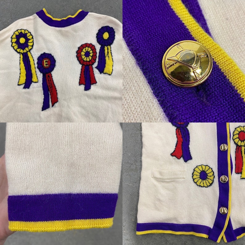 Vintage Escada Cardigan 1990s Retro Size 44 Preppy Equestrian Merino Wool Margaretha Ley Button Up L/S Deep V Sweater Apparel image 6