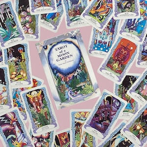 Vintage Tarot Card Deck and Book Set Retro 1990s Tarot of a Moon Garden + Fantasy/Mythical/Elemental + Karen Marie Sweikhardt + Divination