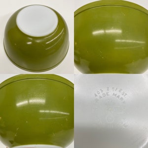 Vintage Pyrex Mixing Bowls Retro 1960s Mid Century Modern Verde Green Ombre Ceramic Set of 4 MCM Kitchen Storage Organization image 8