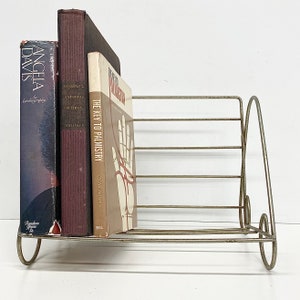 Vintage Book Rack Retro 1960s Mid Century Modern Gold Metal - Etsy