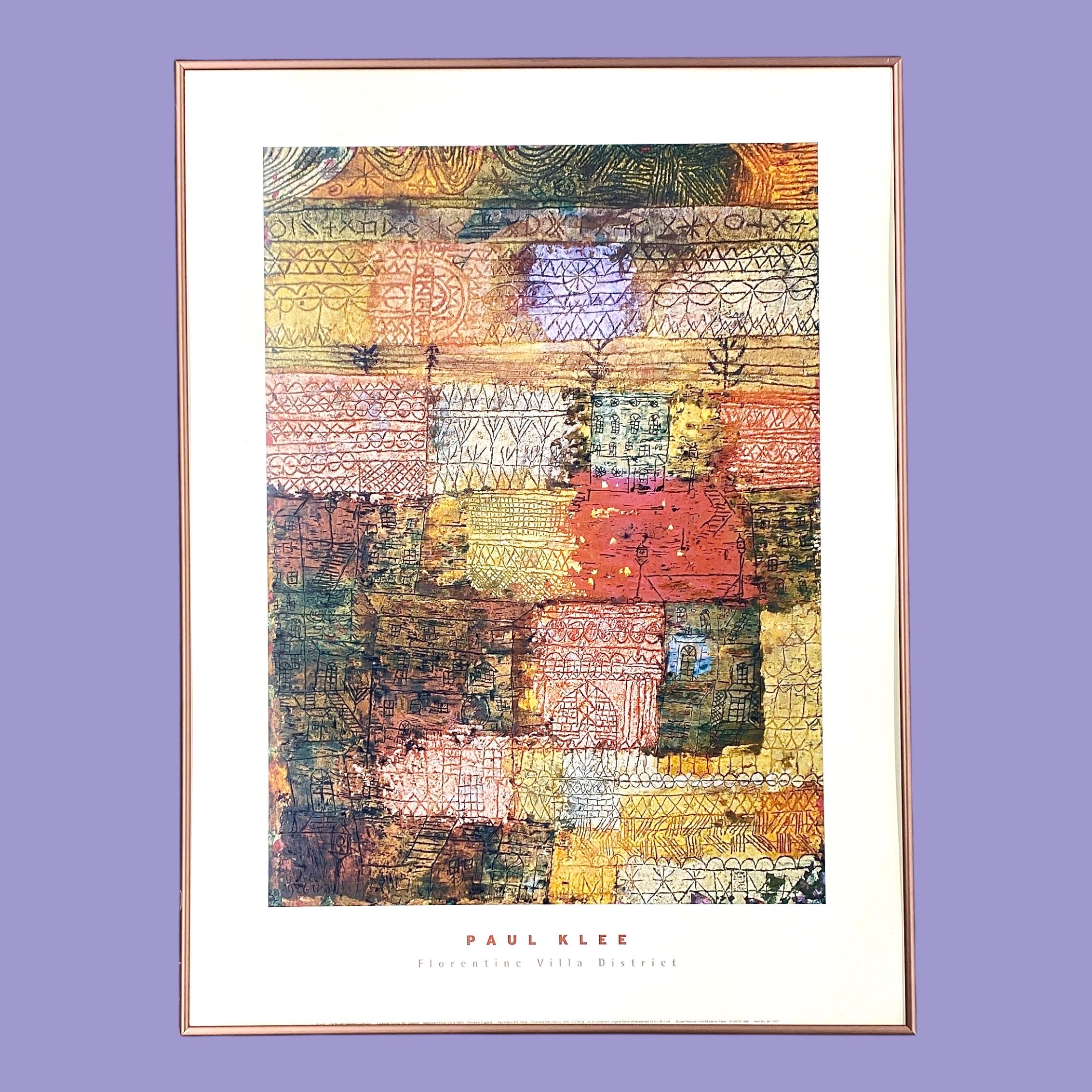 Paul Klee, Slufen I Terrasser 国内未入荷ポスター Vintage Paul Klee Museum Poster 1990s Retro Size 32x24 Florentine