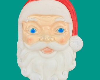 Vintage Santa Blow Mold Retro 1980s Santa Claus Head + Christmas + Large Size + 25 Inches + Plastic + Xmas + Holiday Yard and Lawn Decor