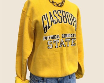 Vintage Glassboro State Sweatshirt Retro 1980s Rowan University + Physical Education + Size Small + Cotton + Gold + Brown + Collegiate