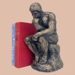 Vintage The Thinker Statue Retro 1970s Mid Century Modern + Auguste Rodin + Bronze/Black Colors + Home Decor + Famous Sculpture + Decoration