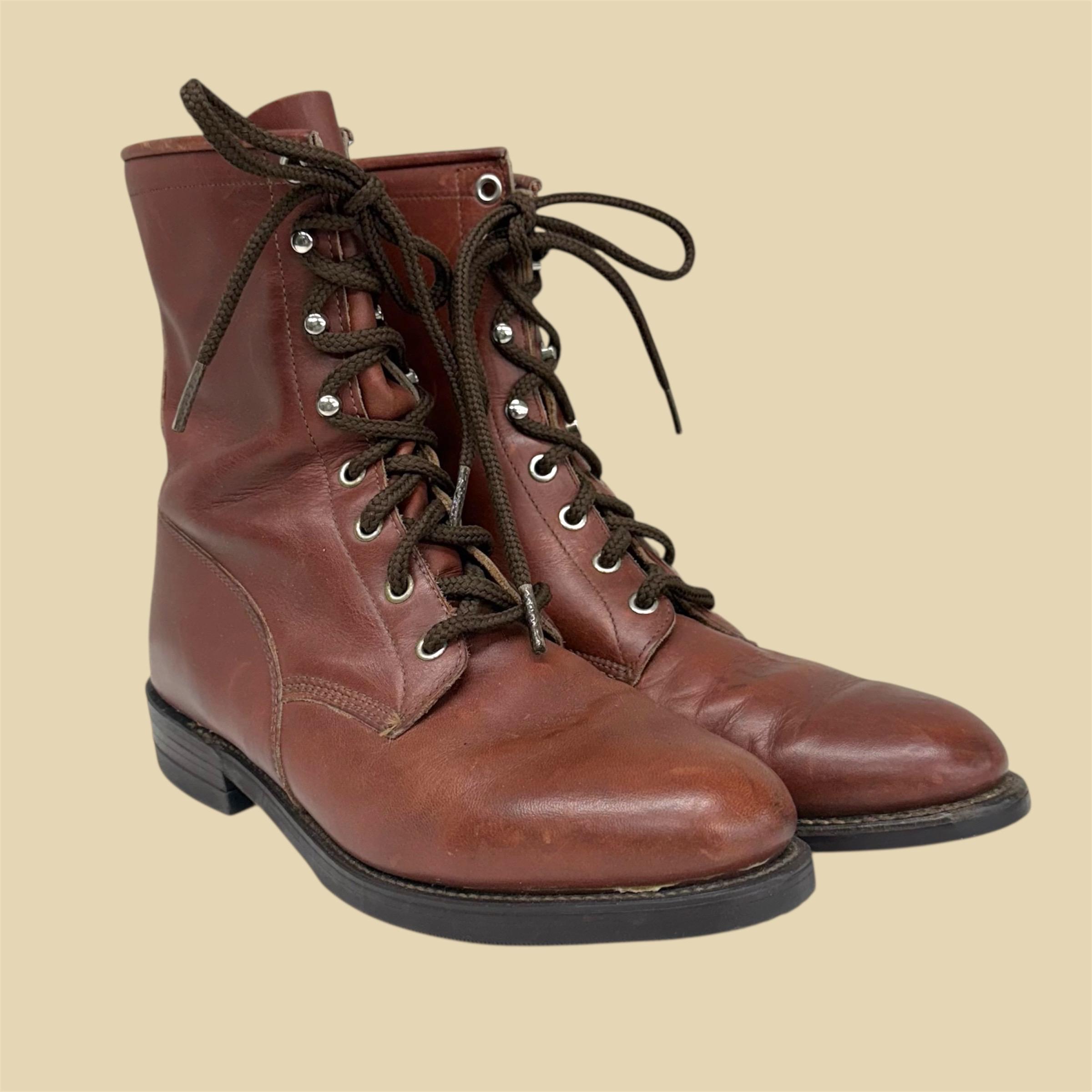 Bottes Moto Mason – Style Vintage Roper Western, Cuir Souple, Taille US 8 Homme, Marron – Occasion En Bon état