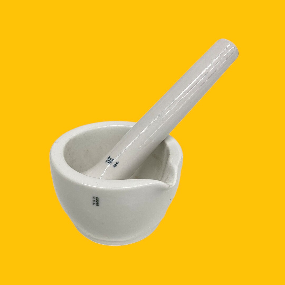Antique Mortar and Pestle Retro 1930s Coors Laboratory White Porcelain