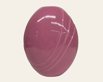 Vintage Haeger Vase Retro 1980s Contemporary + Pink Mauve + Ceramic + Egg Shape + Wave Design + 4341 + Home Decor + Flowers + Post Modern