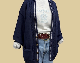 Vintage 1990s Gap Green Knitted Cardigan Sweater / Vintage