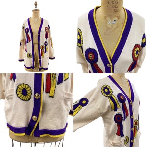 Vintage Escada Cardigan 1990s Retro Size 44 Preppy Equestrian Merino Wool Margaretha Ley Button Up L/S Deep V Sweater Apparel image 4