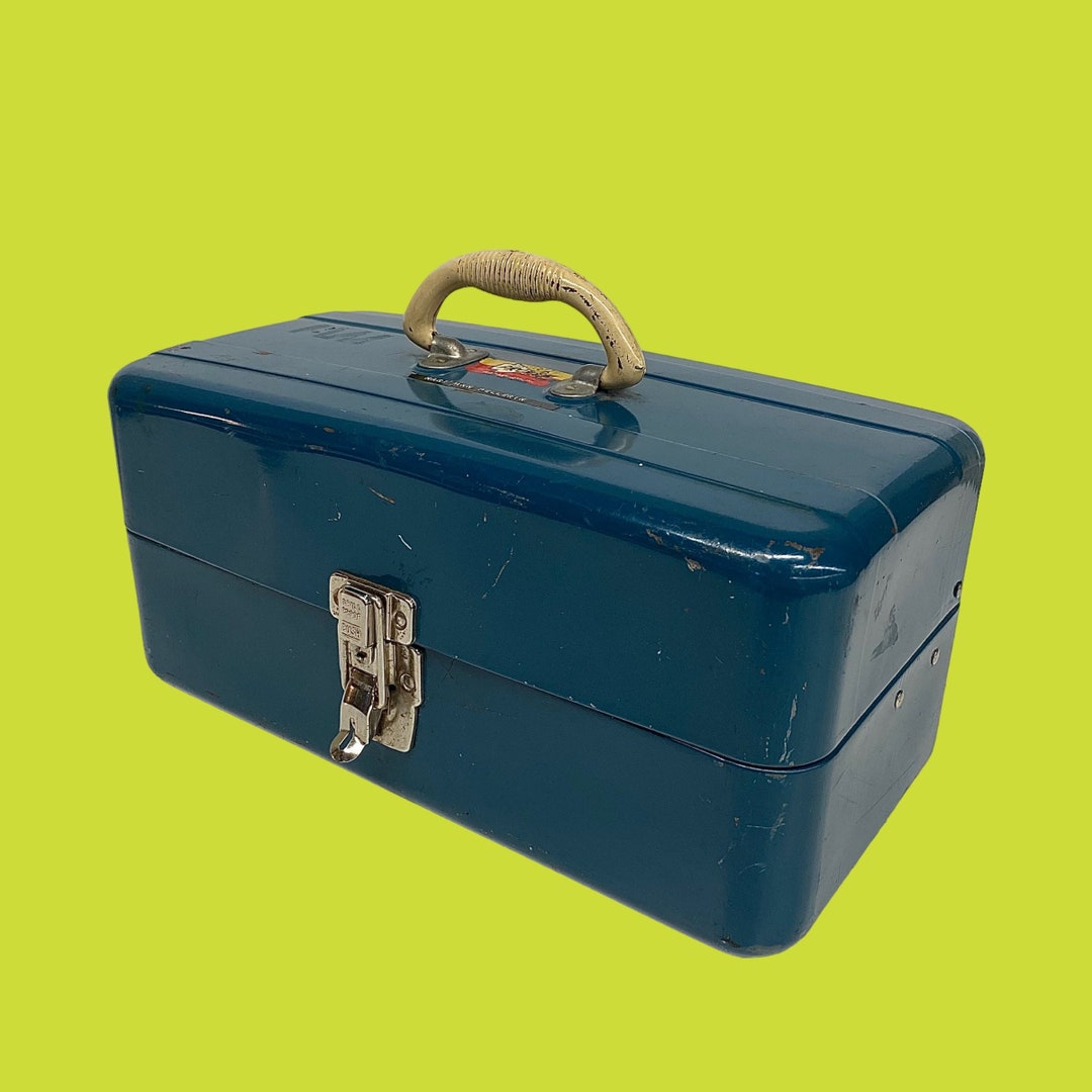 Vintage Metal Toolbox Retro 1970s Deep Blue Pro Hardware Inc Etsy