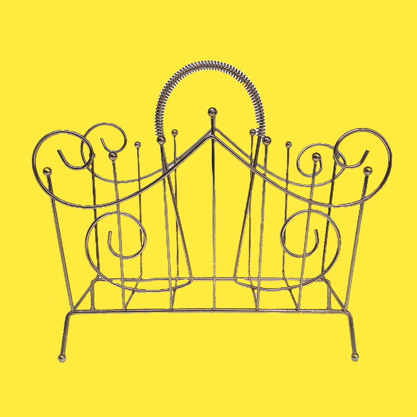 Vintage Magazine Rack Retro 1960s Mid Century Modern Gold Etsy