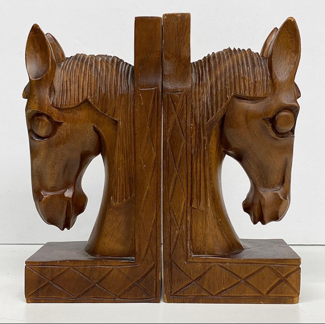 Vintage Horse Head Bookends Retro 1970s Farmhouse Equestrian Etsy