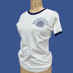 Vintage Notre Dame Ringer Tee Retro 1960s University of Notre Dame + No Size Tag + Indiana + College T-shirt + Collegiate + Unisex Apparel