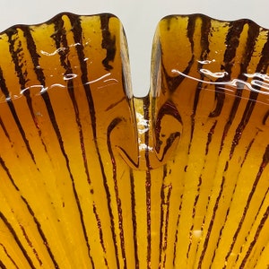 Vintage Blenko Ashtray 1960s Retro Size 9 D Mid Century Modern Amber Glass Sunburst Round Heavy Home Decor Catchall Storage image 8